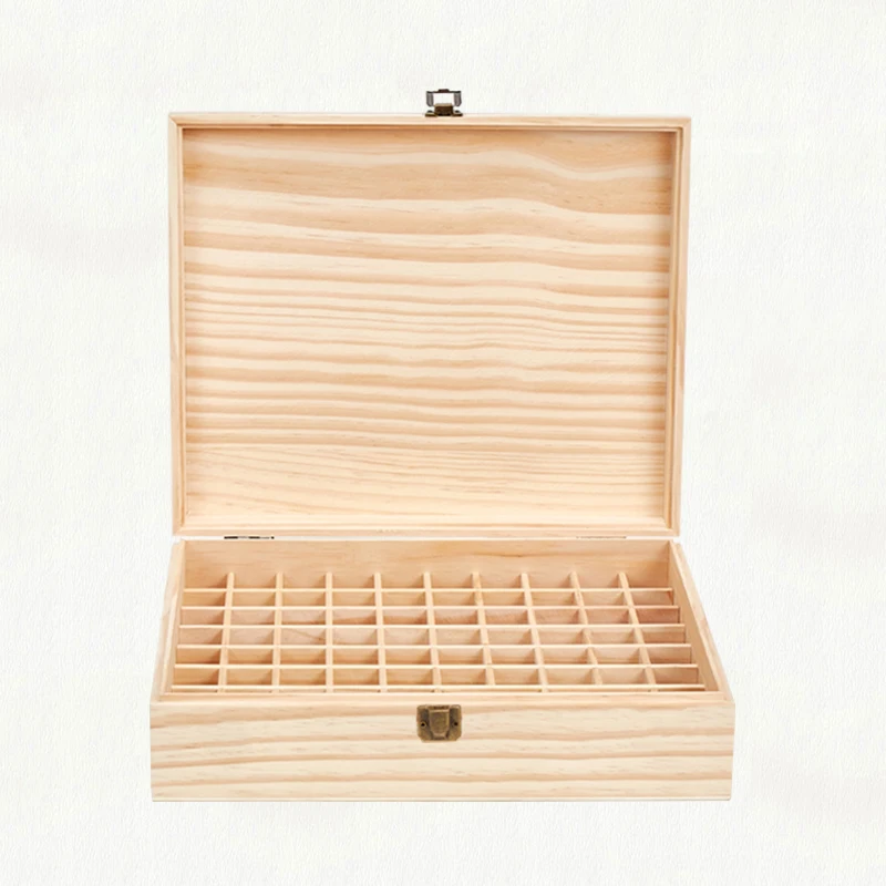 Натуральный однослойный деревянный большой ящик для хранения эфирного масла Чехол Контейнер 74 бутылки органайзер для ароматерапии чехол для хранения