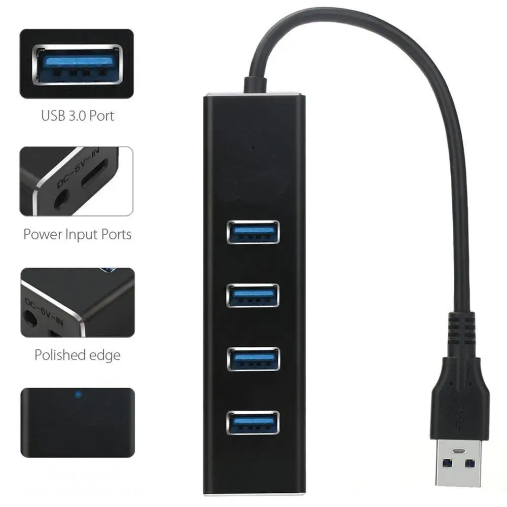 

4 Usb3.0 Interface Hub Adapter Multi USB SplitterÂ ExpanderÂ 4-Port 5Gbps Transmission Overload Protection Adapter For PC Computer