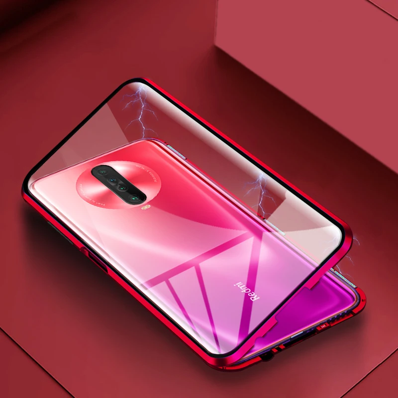 Двухсторонний Магнитный защитный 360 чехол на Redmi K30 K 30 Pro чехол для ксиоми редми k30 pro k 30 защита из закаленного стекла чехол на Xiaomi Redmi K30 Pro K30 прозрачный чехол - Цвет: Red Case