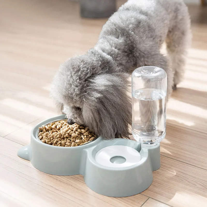 

2 In 1 Automatic Pet Feeder Water Dispenser Cat Dog Drinking Bowl Dogs Feeder Dish Cat Double Bowls Feeding Watering Supplies