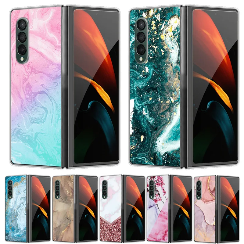 Per Galaxy Z Fold3 5G Custodia New Fashion Marble Hard Plastic Pc Cover Posteriore Per Samsung Galaxy Z Fold 4 3 Custodie Per Telefoni Zfold3 Fold4