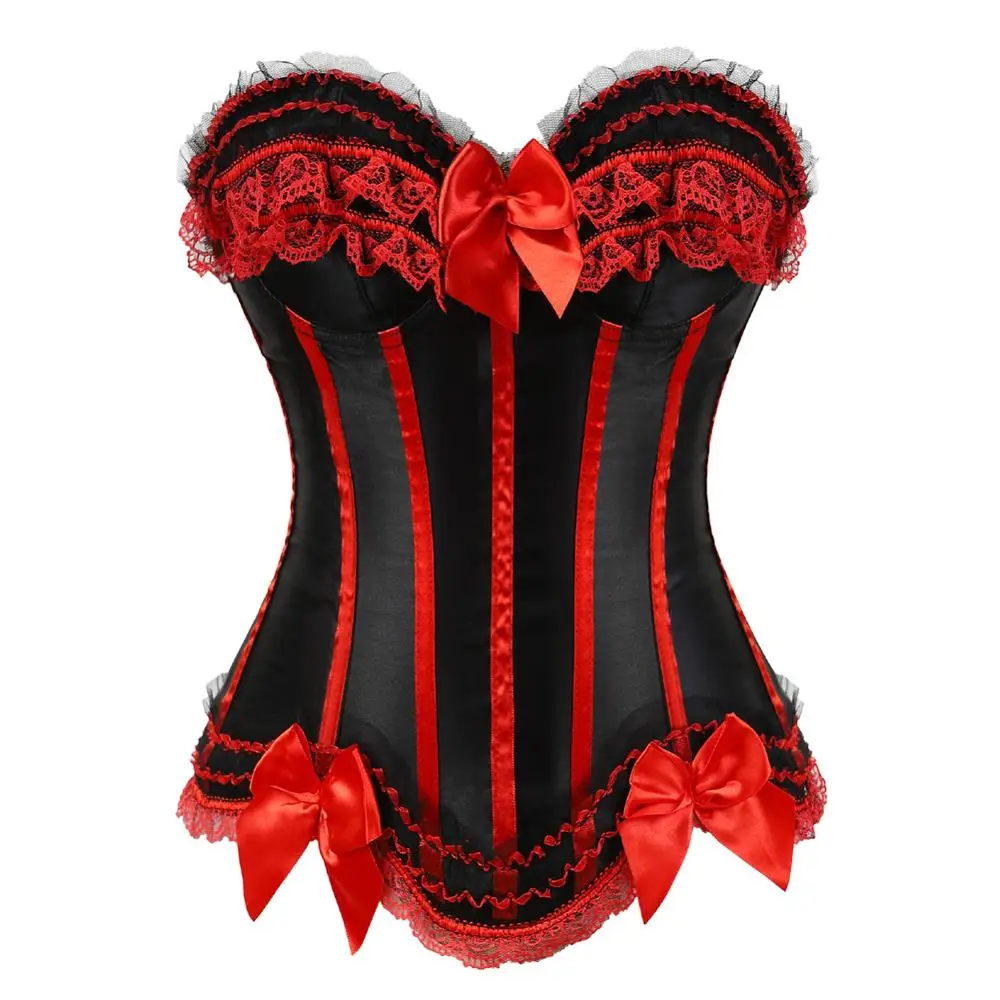 

Corsets and Bustiers Women Sexy Plus Size Classic Striped Waist Shape Zip Corsetto with Lacing Bridal Clubwear Carnival Party