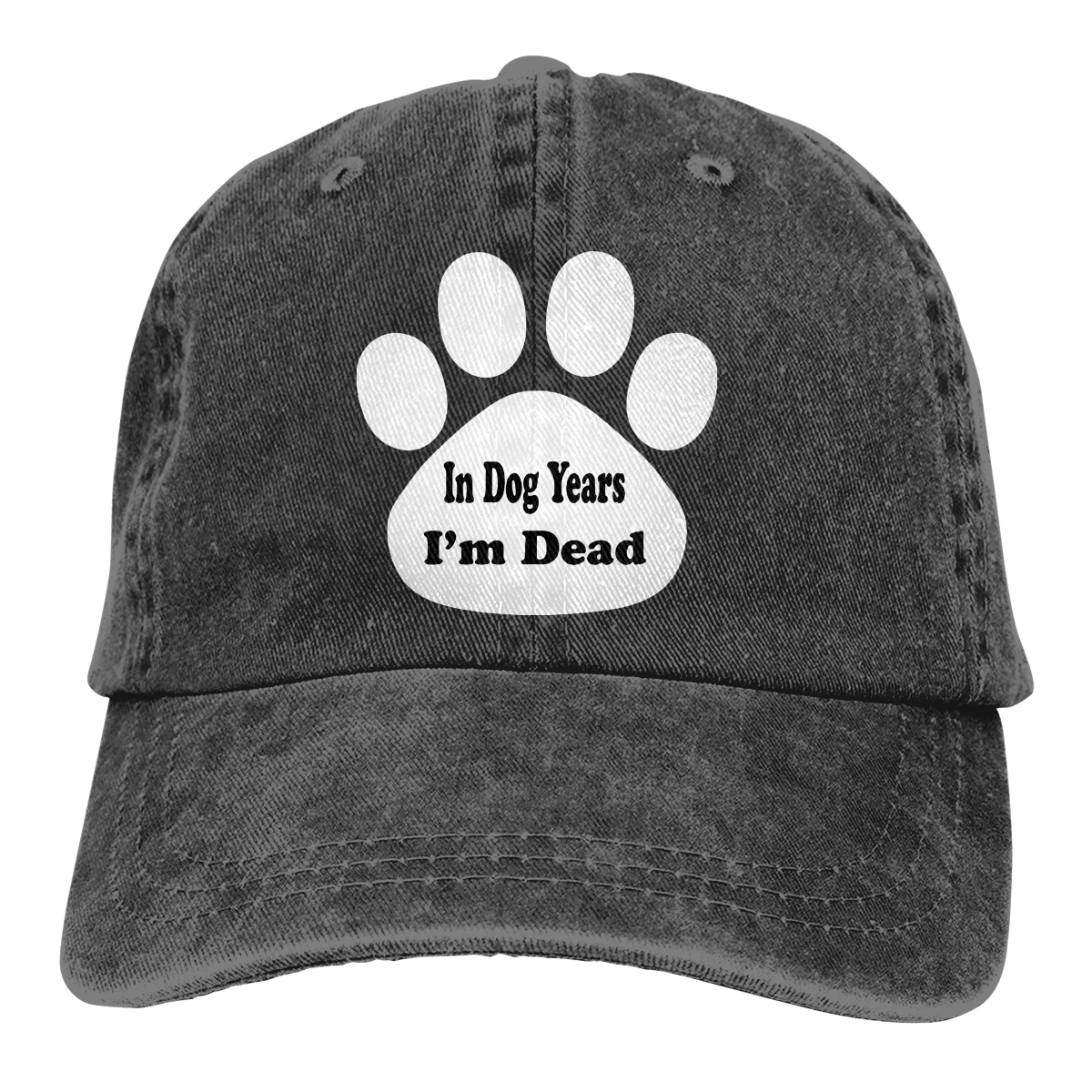 В Dog Years I'm Dead Paw Print Casquette черные унисекс Мужские Женские джинсовые бейсболка с ремешком кепки Регулируемая шляпа для гольфа папа