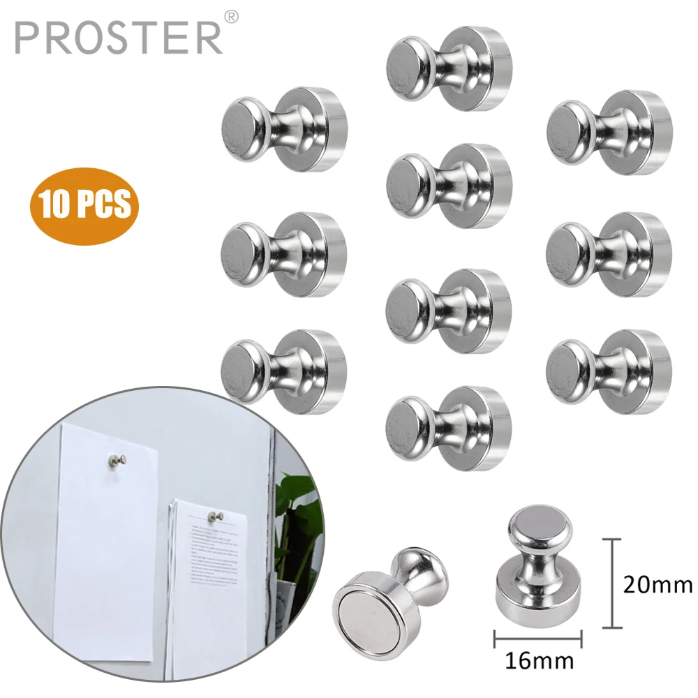 

PROSTER 10 PCS Metal Push Pin Magnets Neodymium for Whiteboard Memo Board Refrigerator Metal Push Pin Magnets Pawn Shape
