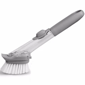 

Long Handle Pot Brush Dish Bowl Washing Cleaning Brush Soap Dispenser Kitchen Sink Scrubber Automatic Sponge Dishwasher Brush
