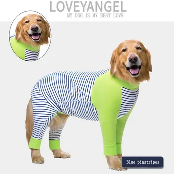 

Four-leg Striped Thin Pet Big Dog Clothes Anti-hair And Anti-tip Joints Bodysuit Home Wear Pajamas Jumpsuit Summer Pet Clothes
