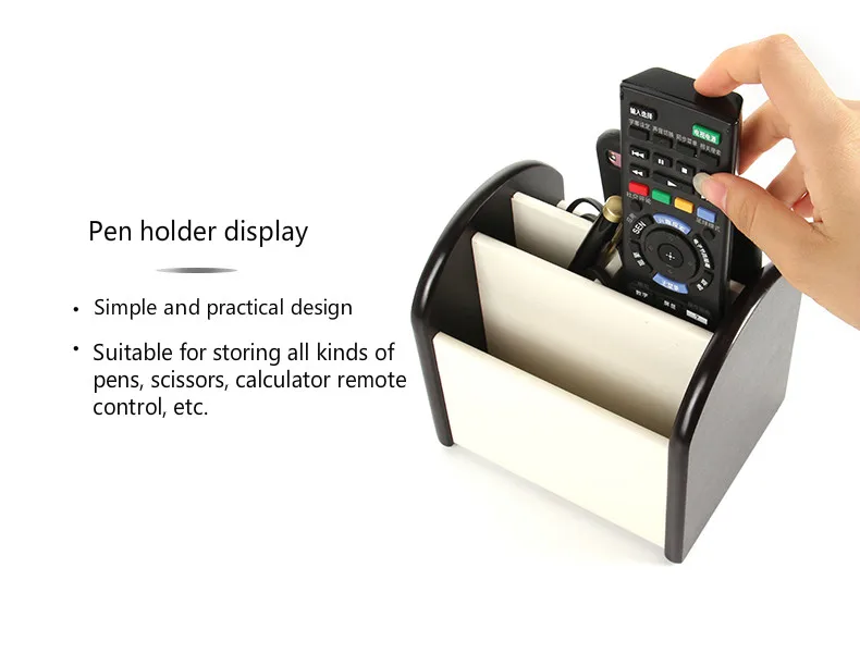 Multi-function 3 Grid Desktop Pen Holder Office School Stationery Storage Case Wood Box Desk Pen Pencil Organizer Phone Holder