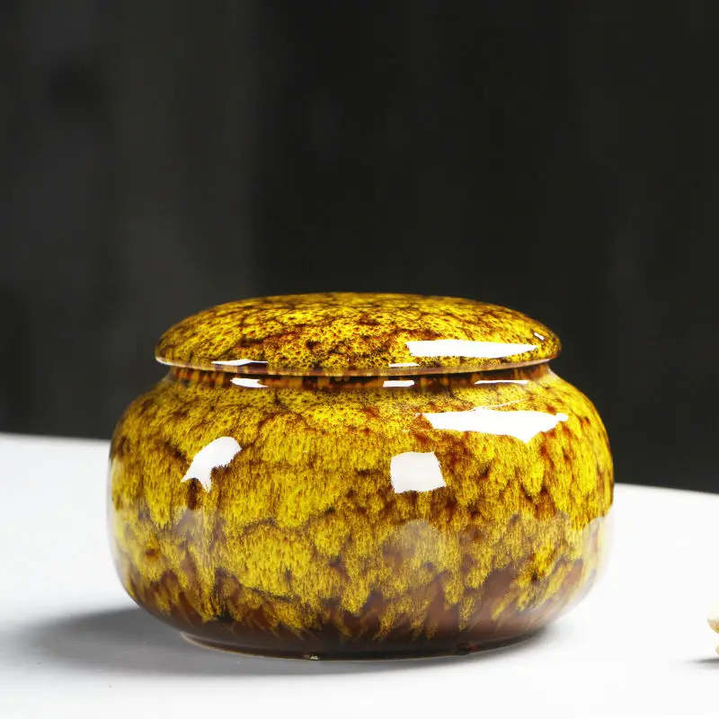 bianguanhuangse Красочные чайные коробки керамические три стиля кофе сахар коробка для хранения банок Ретро банки для контейнеры для хранения специй сухие фрукты, кувшин закуски бак Горячий - Цвет: bianguanhuangse
