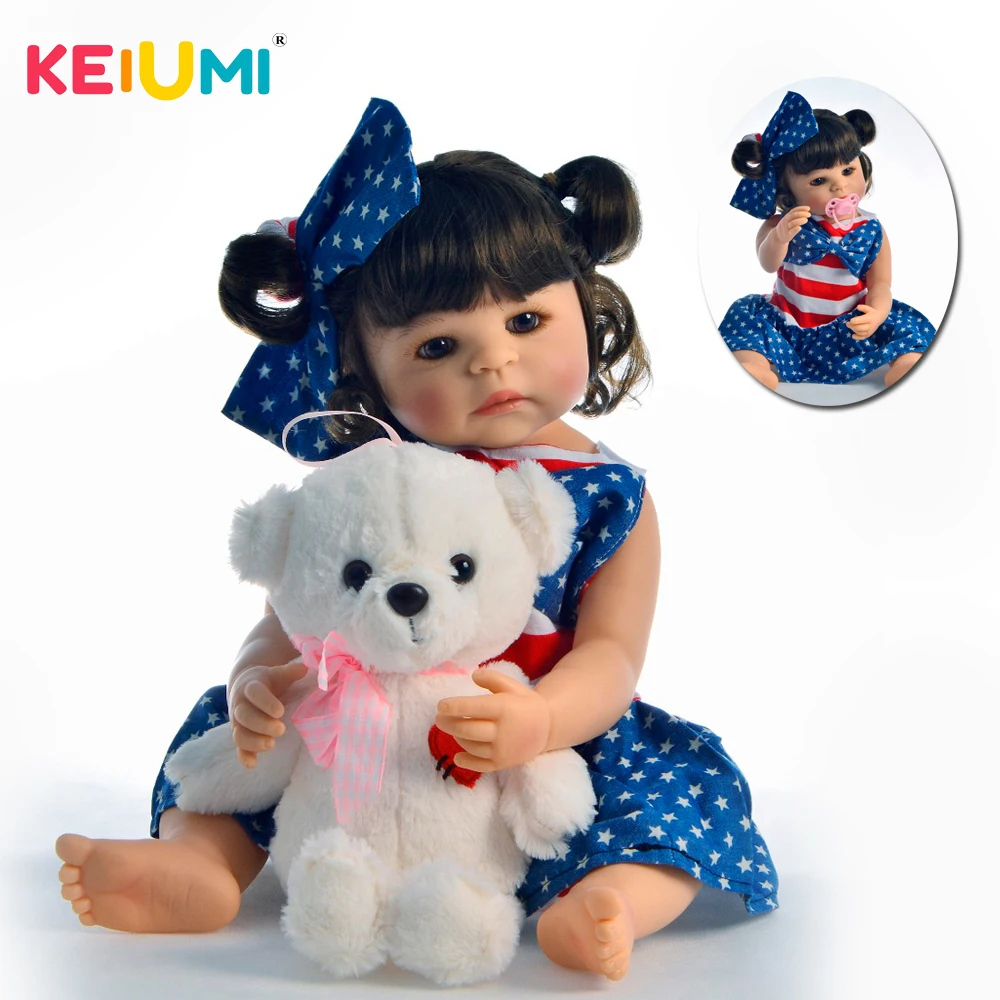 KEIUMI этнический реборн Boneca 55 см Силиконовые всего тела Reborn виниловые куклы с
