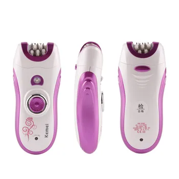 

Kemei 6 in 1 Electric Female Epilator Rechargeable Women Hair Removal Razor with Powered Facial Cleansing Devices Wash Face