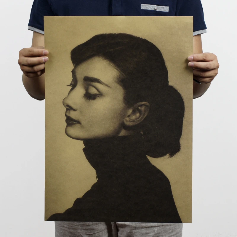 Audrey Hepburn Vintage Classic Series Movie Poster Retro Kraft Paper Room Decoration Stickers Cafe Wall Decor Wall Sticker Gift