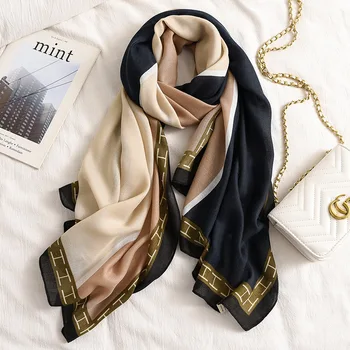 

2019 New European and American Carriage Chain Shawl Female Scarf Autumn and Winter Cotton Feel Warm Long Scarf Scarf