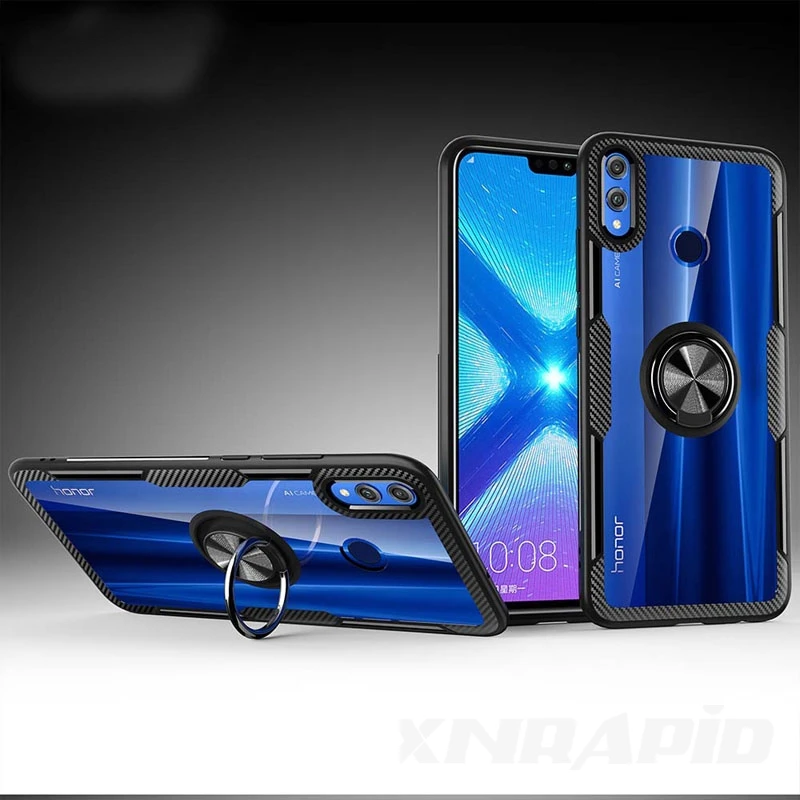 Чехол для huawei Honor 8X Max, прозрачный PC+ углеродное волокно, полное защитное кольцо для huawei Honor 8X 20i 10i 20 Pro 20s Coque