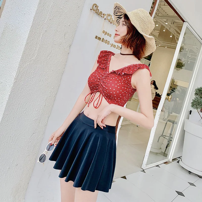 

New Style Two-piece Swimsuits Women's Short Skirt Tour Bathing Suit Two-Piece Set WOMEN'S Dress Sexy Sweet Students Swimwear