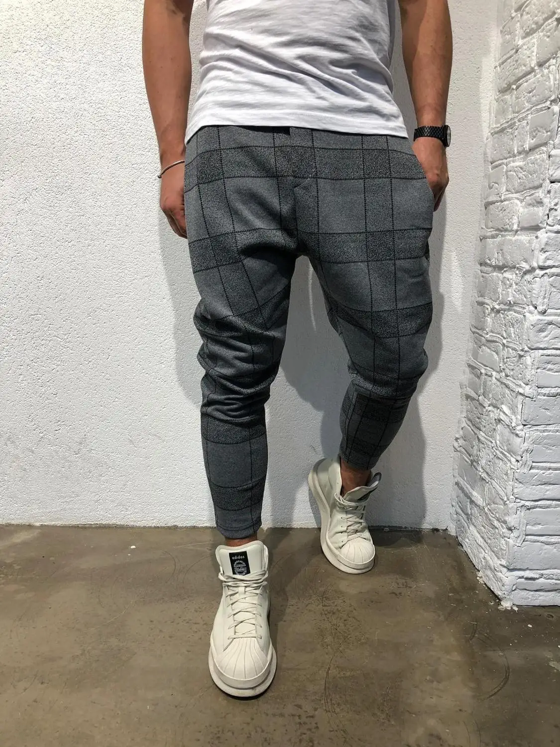 Hombres, облегающие, облегающие, hombres, Chino pantalones sóper cómodos pantalones elaticos para hombres disegno a cuadros rayas lat