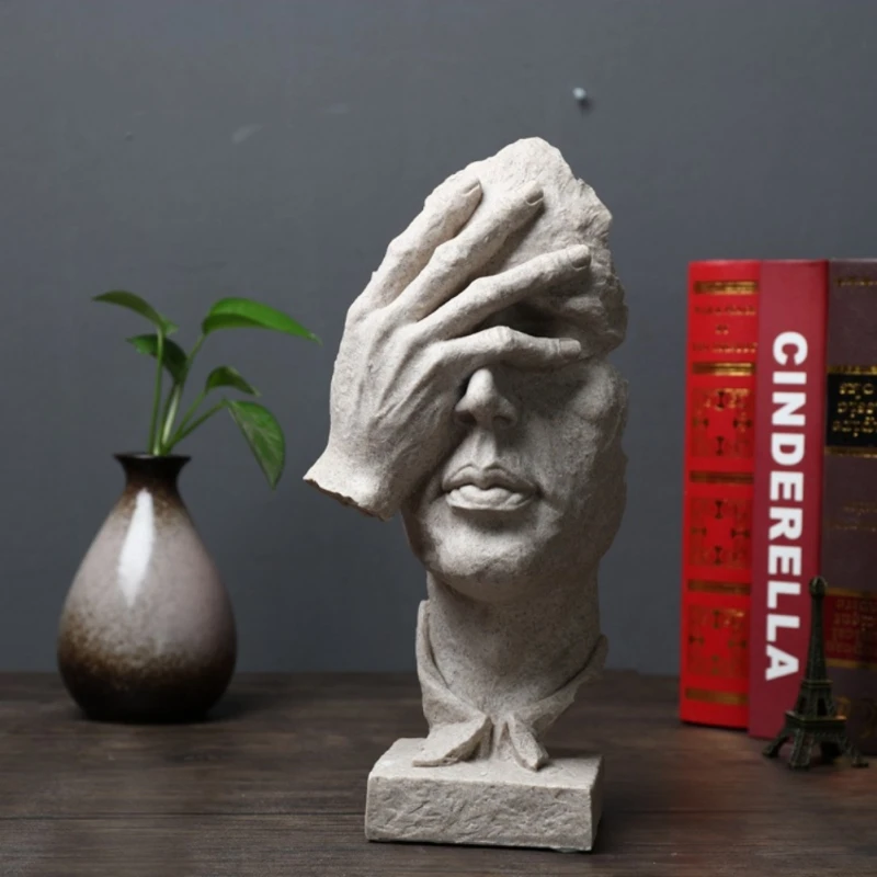 Новая смола тишина маска статуя абстрактные статуэтки не сказать не видеть не услышать маска скульптура для офиса винтажный домашний декор