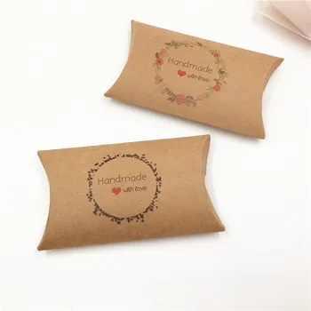 

30Pcs/Lot Flower Lovely Wild Goose Handmade Love Pattern Kraft Paper Pillow Boxes For Soap Scarf Cupcake Package Container Boxes