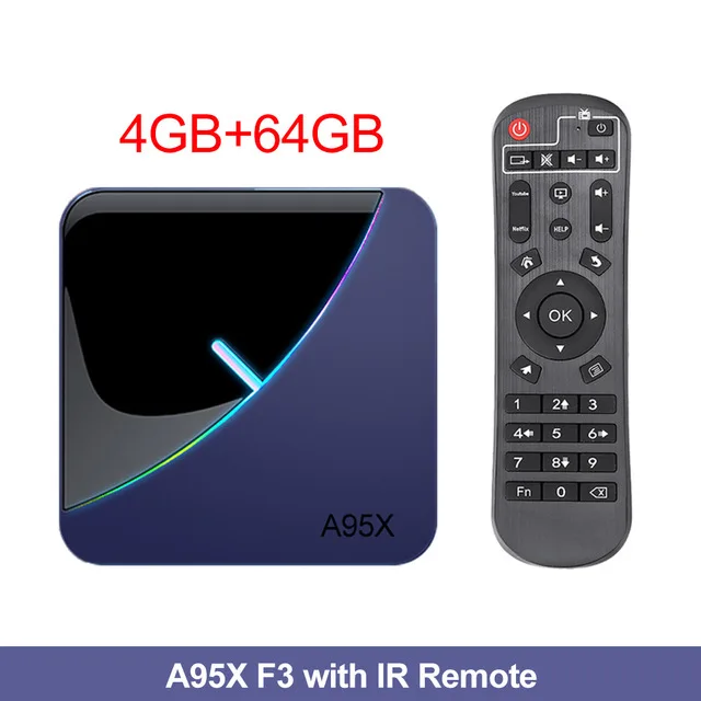 A95X F3 RGB светильник Smart tv Box Android 9,0 4 ГБ 32 ГБ 64 Гб 2,4G/5G Wifi Bluetooth 4,2 Google плеер Amlogic S905X3 Android tv Box - Цвет: 4GB 64GB
