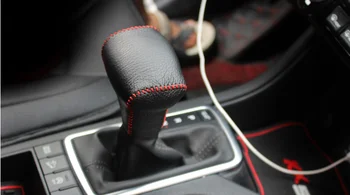

Car Automatic Gear Head Shift Collars Cover For Kia Rio 4 K2 Sportage Optima K5 KX5 Niro 2017 2018 Leather Gear Shift Knob Case