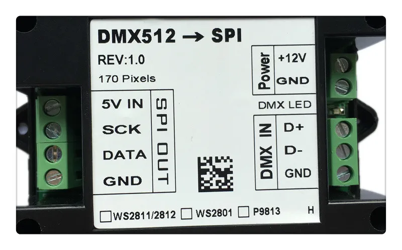 

DMX512 to SPI Signal Lamp with Lamp String Decoding Control Ws2811 / 12 / 2801 Can Set Address Code 1903