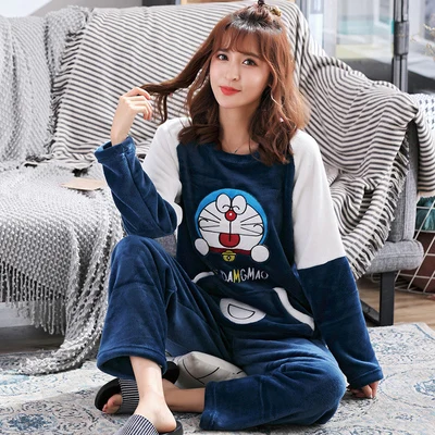 Большие размеры, L-6XL, 7XL, зимние женские плотные фланелевые пижамы, комплекты для женщин, пэчворк, коралловый флис, Мужская большая Пижама, теплые комплекты, 24 цвета - Цвет: model 8