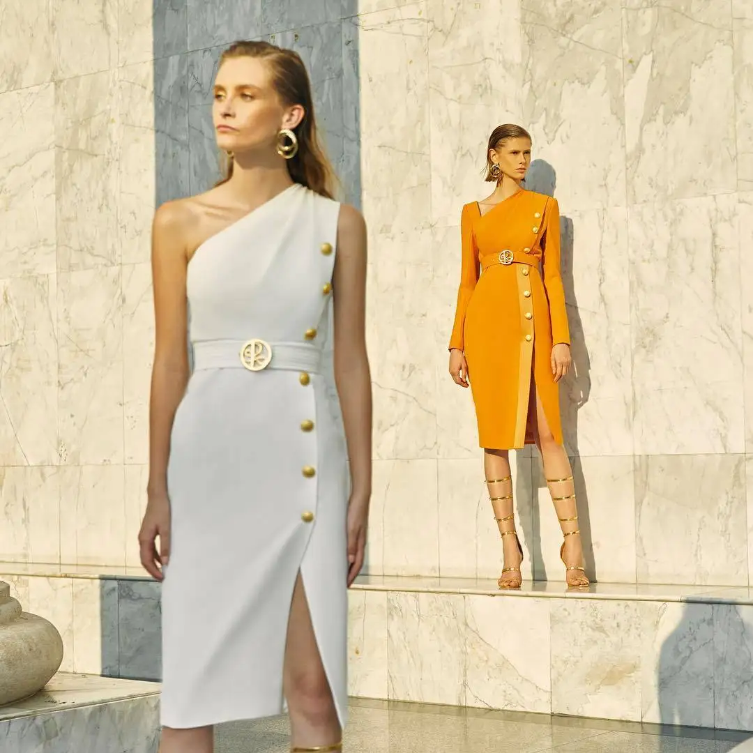 Женское облегающее платье с одним открытым плечом длинное разрезом 2019|Платья| |