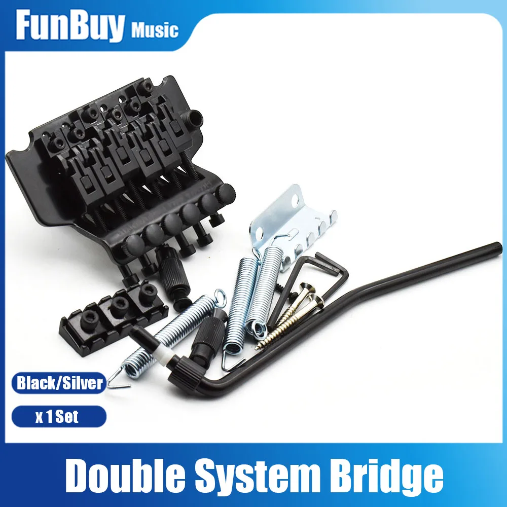 

Double Locking Tremolo System Bridge for Electric Guitar Parts Black Chrome Musical Instrument Accessories
