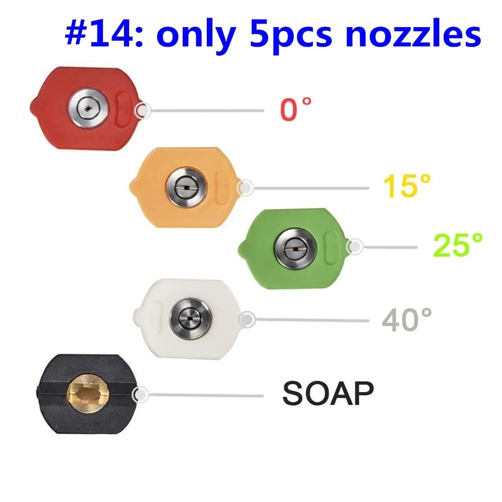 only 5pcs Nozzles Регулируемый пистолет для мойки под давлением, металлическая палочка для Bosch/Karcher/LAVOR/Nilfisk/HUTER M22, наконечник-переходник для стиральных машин - Цвет: only 5pcs Nozzles