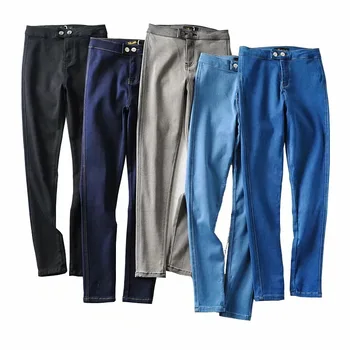 

2020 spring new arrival women high waist slim vintage washed jeans, ladies trendy casual stretch skinny denim pencil pants