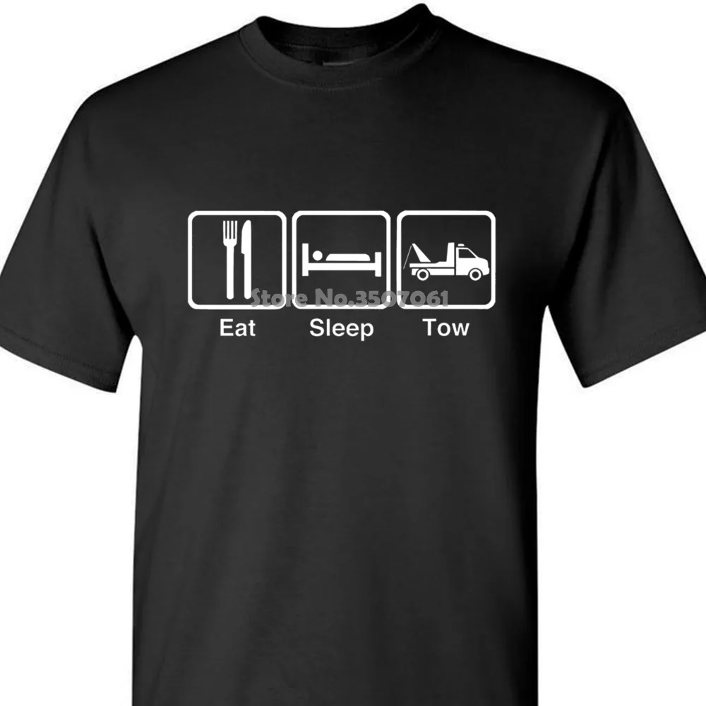Fashion Men And Woman T Shirt Free Shipping Eatsleeptee Men's Eat Sleep Tow T-shirt Funny Towing Tee coat clothes tops