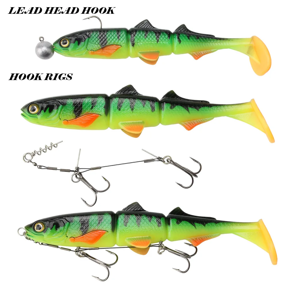 Spinpoler 3-jointed Soft Plastic Bait Swimming Paddle Tail Swimbait 16cm  22cm Pike Bass Muskie Big T Tail Soft Fishing Lures