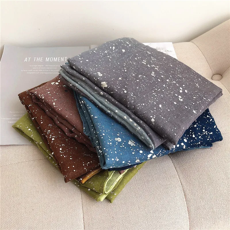 

New Women's Vicose Scarf Gradient Stars Print scarf plain hijab shawls Wraps solid color muslim hijab scarf High Quality