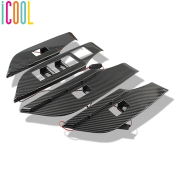 

ABS Door Armrest Window Control Switch Button Cover with Blue Led Light 4Pcs For Toyota RAV4 XA50 2019 2020 Interior Styling