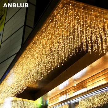 Anblub Nieuwe Jaar 4M Droop 0.4-0.6M 96 Led Gordijn Ijspegel String Lights Voor Outdoor Kerst Twinkle fairy Guirlande Eu/Us Plug Anblub Nieuwe Jaar 4M Droop 0.4-0.6M 96 Led Gordijn Ijspegel String Lights Voor Outdoor Kerst Twinkle fairy Guirlande Eu/Us Plug