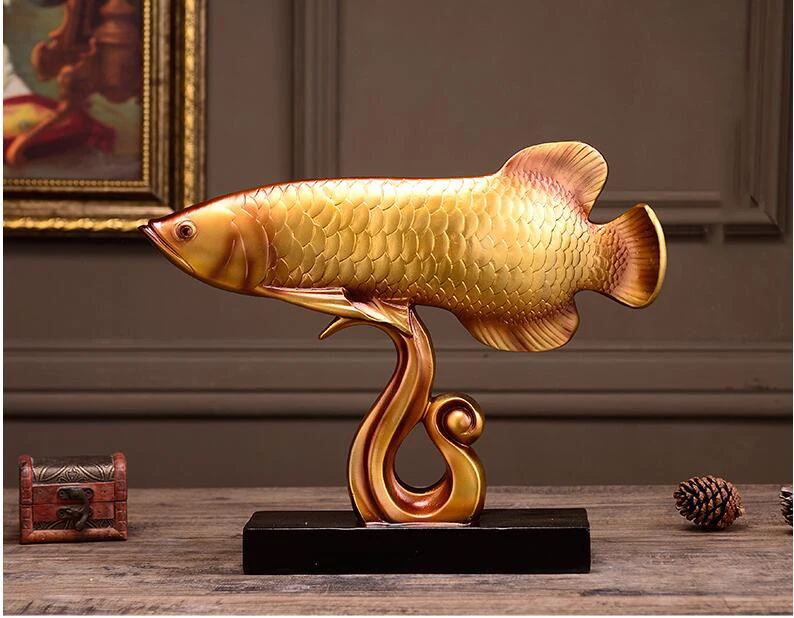 Европейский смоляной счастливый золотой дракон рыбный орнамент фэншуй домашняя гостиная мебель украшения клуб отель настольные фигурки ремесло