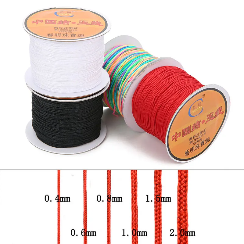 

45meters Nylon Cord Thread Chinese Knot Kumihimo Macrame For Bracelet 0.4 0.6 0.8 1 1.5 mm Braided Thread String Jewelry Making