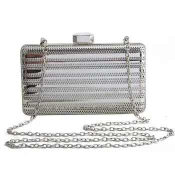 

Women Handbags Metal High Quality Hexagon Clutches Fashion Geometric Mini Party Black Evening Purse Silver Bags Gold Box Clutch
