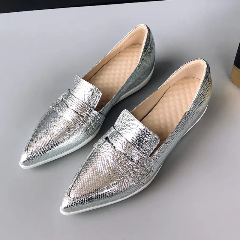 Women's genuine leather slip on flats loafers leisure soft comfortable  espadrilles pointed toe casual pregnant walking shoes hot|Women's Flats| -  AliExpress