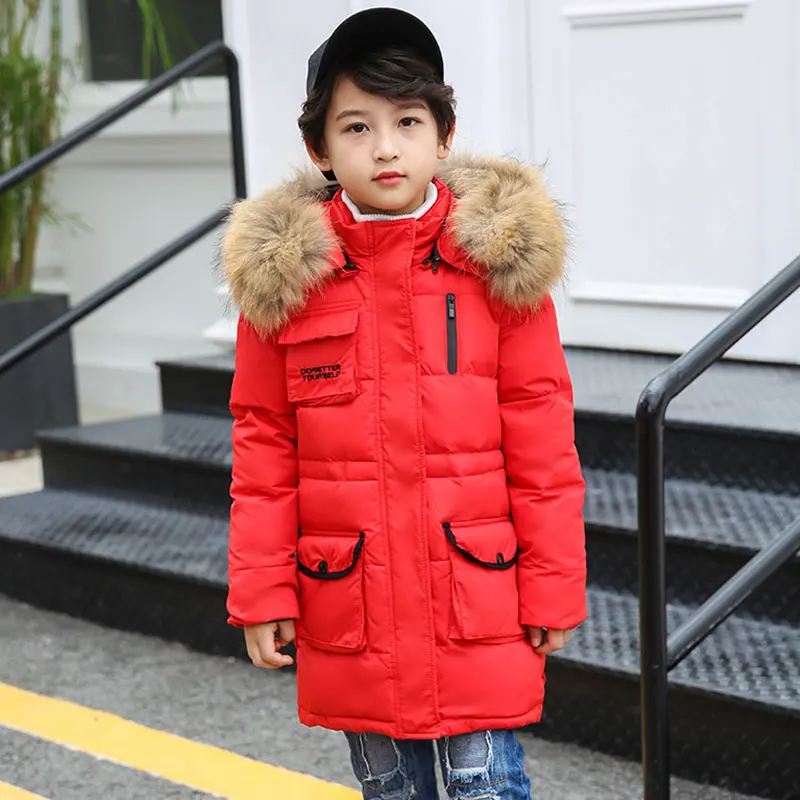 

Boys Winter Overalls Jacket Children's Down Jacket New Children's Boys' Clothes Girls Large Size Fur Collar Thick Coat