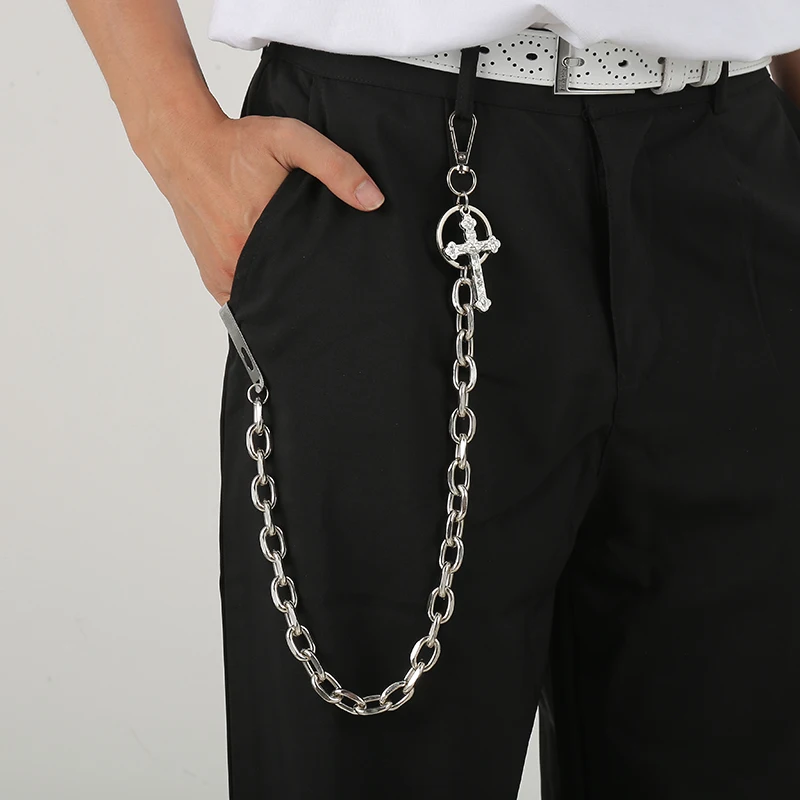 

European and American cross jewelry simple fashion belt personality punk metal chain single layer pants chain