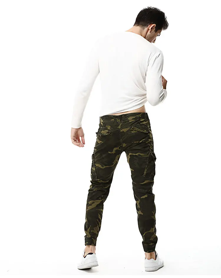 Nice Pop Fashion Camouflage Tactical Cargo Pants Men Casual Slim Camo Mens Joggers Pants Military Ankle-tied Trousers Men