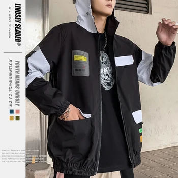 

Lindsey Seader Zipper Open Jacket Men New 2020 Autumn Hip Hop Hooded Cargo Style Front Pocket Casual Windbreaker Streetwear Coat
