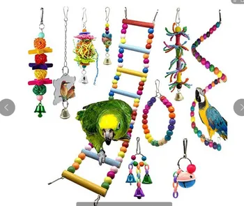 

Parrot Toy Ladder Swing Stairs 10 Piece Set Funny Ball Bell Standing Training Toys