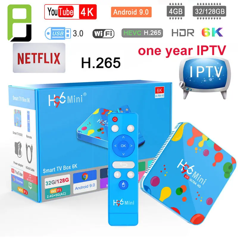 Smart tv H96 Mini H6 Android 9 0 телеприставка 4G 128 2 4/5G wifi Bluetooth плеер Youtube 4K 1080P HD с подпиской