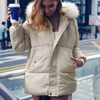 

Winter Jacket Women 2019 Female Coat Hooded Outwear Solid Woman Long Parka Faux Fox Fur Cotton Padded Jacket