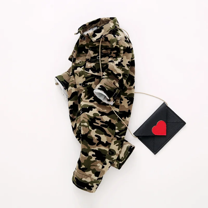 

2019 Spring And Autumn Baby Infant Men And Women Baby Jumpsuits 0-3-Year-Old Outer Wear Open File Romper Camouflage Climbing Clo