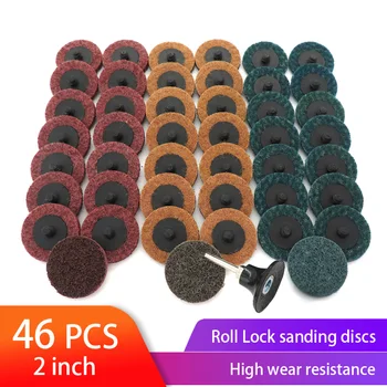 

35/46/52PCS 2 Inch Sanding Discs Roll Lock Surface Conditioning Discs, R-Type Quick Change Disc with1 Disc Pad Holder