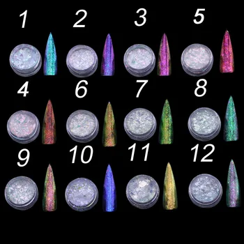 

12-color mirror snow powder Holographic Powder on Nails Laser Silver Glitter Chrome Nail Powder DIP Shimmer Gel Polish Flakes