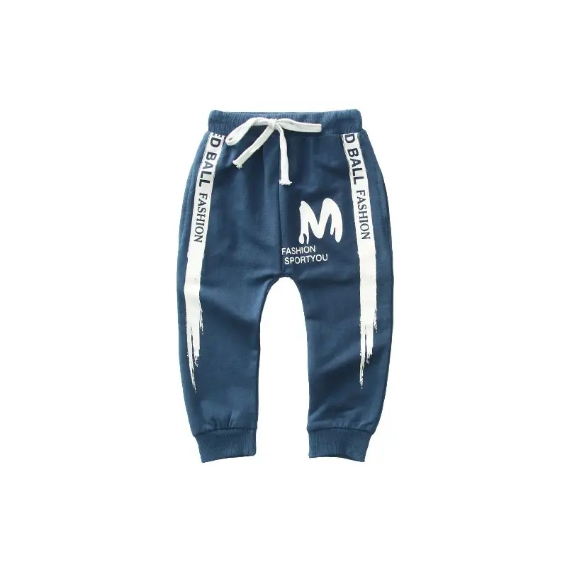 Осенне-зимние детские хлопковые длинные спортивные штаны для мальчиков повседневные штаны для маленьких мальчиков штаны-шаровары - Цвет: JF1079BL-80
