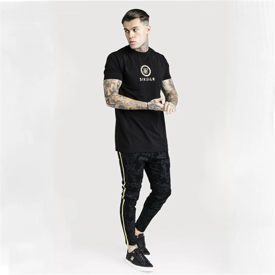 Sik Silk футболки мужские Siksilk с коротким рукавом футболки мужские осенние свитшоты хип хоп Уличная футболка Шелковый Свитшот